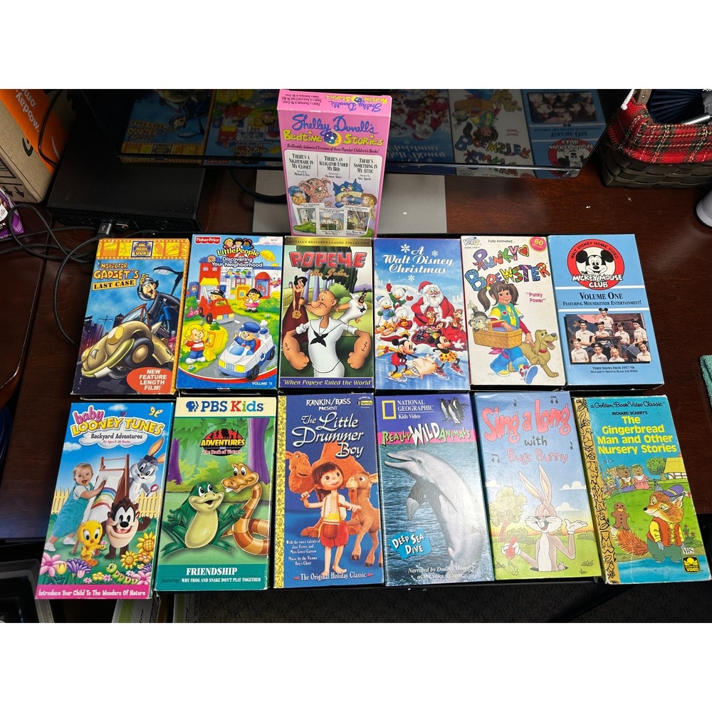 Vintage Kids VHS Tape Lot 13pc Disney Popeye Punky Brewster Looney Tunes PBS